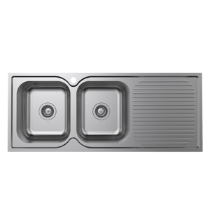 Mondella Cadenza 1180mm Left Hand Double Bowl Sink With Drainer