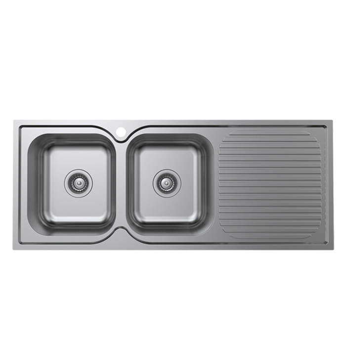 Mondella Cadenza 1180mm Left Hand Double Bowl Sink with Drainer