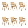 Korina Carver 6pc Set Dining Arm Chair Solid Timber Wood Rattan Wicker Natural