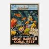 Galrie Vintage Great Barrier Reef Travel Poster by Roger Broders Queensland Australia Art, Poster Only, 50 x 70cm (20 x 28inch)