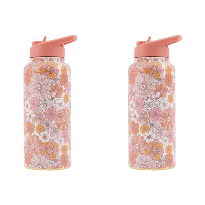 2PK Splosh Sip By Splosh Floral S/Steel Water Bottle 950ml