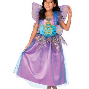 Kids Fairy Garden Halloween Costume with Wings – Magical Dress Up Outfit Purple Blue Colour, 3-5 Years