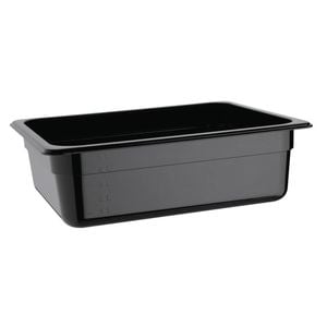 Vogue Gastronorm Container Polycarbonate Gn 1/2 Black 100mm 6ltr Commercial Kitchen Food Storage Pan