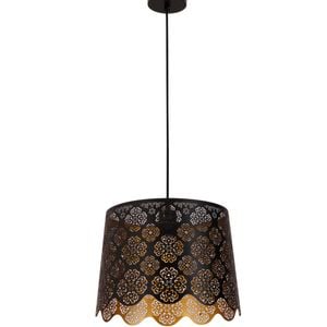 CLA Lighting Penshade Interior Slanted with Flower Pattern Laser Cut Pendant Light Black