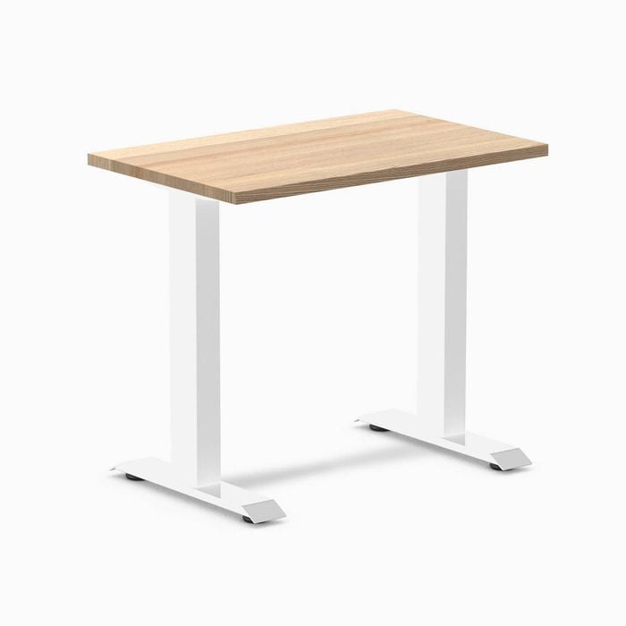 Desky Fixed Height Mini White Ash Hardwood Desk 800 X 500mm White Frame