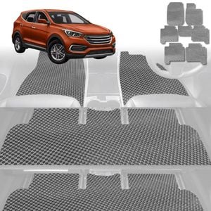 6D Diamond Car Floor Mats for Hyundai Santa Fe 2012-2018-Ultimate Set-Grey-Outback GT