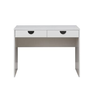 European Cabinetry White Slim Half Moon Black Handles Odessa Desk