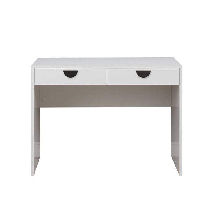European Cabinetry White Slim Half Moon Black Handles Odessa Desk