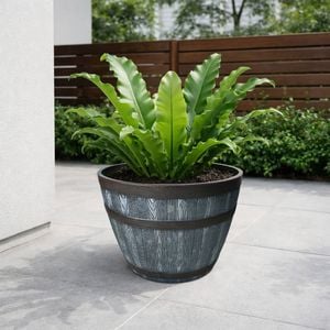 EDEN 40cm Grey And Bronze Whiskey Half Barrel Planter