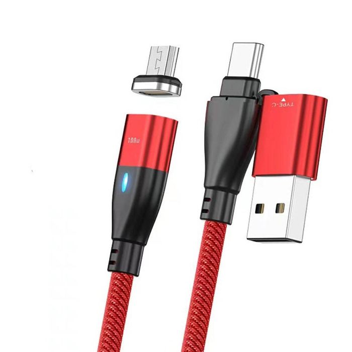 TEGAL USB & Type C Dual Magnetic Charging Cable Micro USB 1m Red