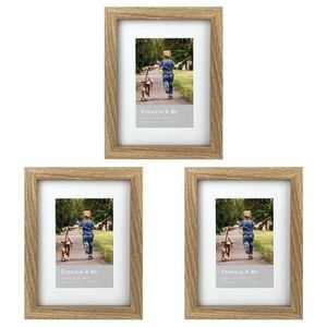 3PK Frankie & Me Wooden Border 4x6'' Picture Frame Home/Office Photo Decor Oak