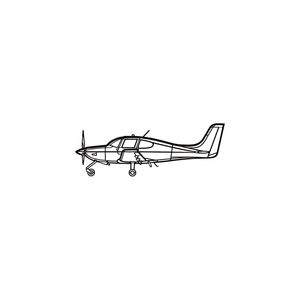 Ignite Laser Cirrus SR20 - Four-Seat Single-Engine Aircraft Silhouette Metal Wall Art Coated Black 15.7 inch - 40 cm