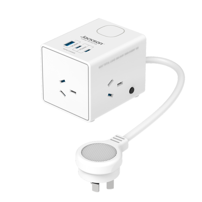 Jackson White PD20W 3 Outlet Power Cube With USB 1A/2C