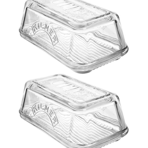 2x Kilner Glass Butter Dish Dishwasher Microwave Safe Container Tableware  - Clear | Glass | Butter Dish