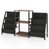 Costway Record Player Stand W/6 Storage Pockets Side Table Brown