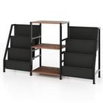 Costway Record Player Stand w/6 Storage Pockets Side Table Brown