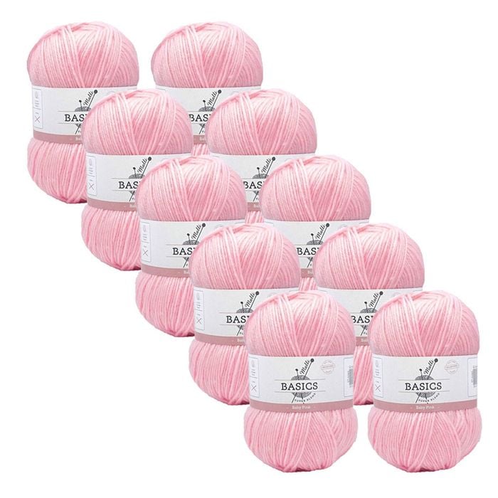 10x Malli Baby Pink Blend Basic 100g Knitting/crochet Yarn Acrylic/poly