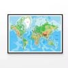 Highly Detailed Physical World Map  Print 100% Australian Made 120x90cm  (Poster)