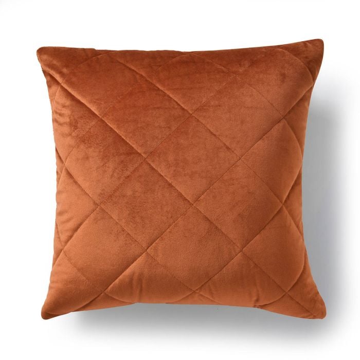 Dreamaker Haven Velvet Quilted Cushion Rust 50x50cm