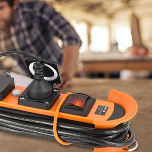 Orange colour 3 Outlet IP33 surge protected workshop power board.