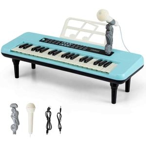Costway 37-key Kid Electronic Keyboard Digital Piano Music Toy Gift Blue