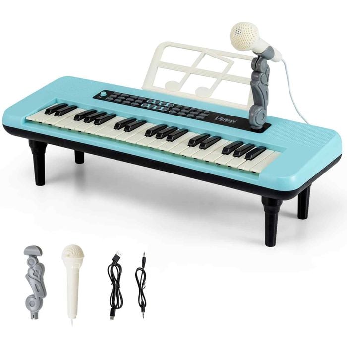 Costway 37-key Kid Electronic Keyboard Digital Piano Music Toy Gift Blue