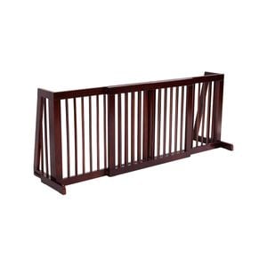 Costway 3-panel Wood Security Gate Dog Fence Barrier Brown