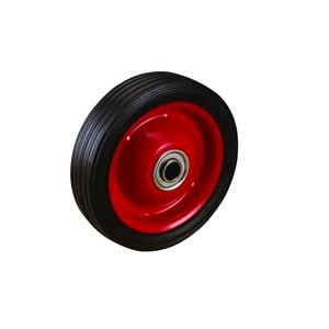 Easyroll 125mm Black Rubber Tyre with Red Metal Centre