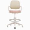 Desky Evoque Low Back Office Chair - White And Peach With Drafting Kit