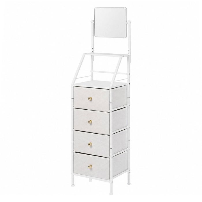 Levede Chest Of Drawers Mirror Dressing Table Vertical Storage Bedroom White