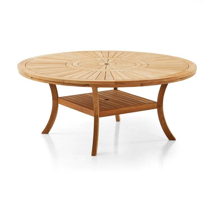 Solomon 1.8M Round Teak Timber Outdoor Dining Table With Lazy Susan