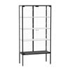 Stacked 4-Tier Double Doors Glass Display Cabinet Black