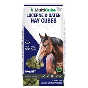 MultiCube Premium Leafy Green Lucerne & Oaten Hay Cubes Horse Feed 20kg