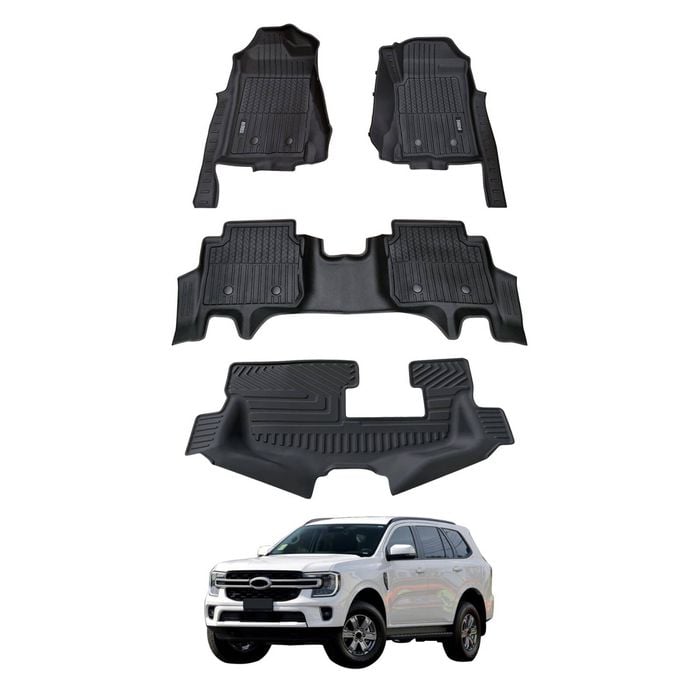 AUSGO 3-Row Set 7D Injection Floor Mats for Ford Everest Next-Gen 7-Seat 2022-Onwards Floor Liners