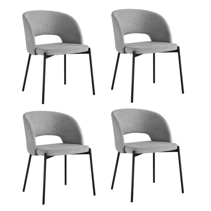 Oikiture 4x Armchair Dining Chair Accent Chairs Tub Armchairs Fabric Grey&Black