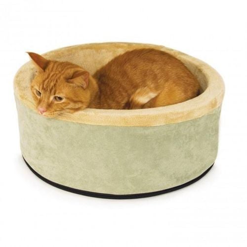 K H Thermo Kitty Circular Heated Cat Bed Sage 50cm Bunnings Australia