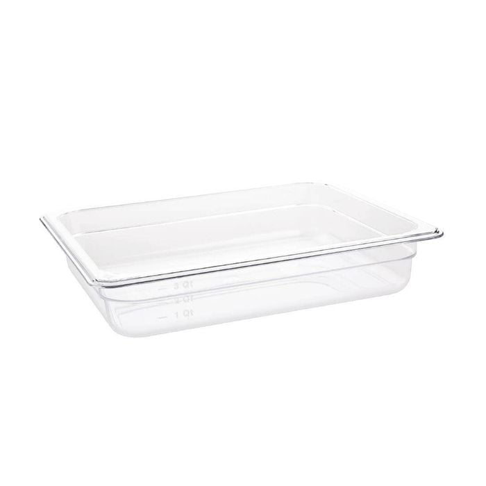 Vogue Gastronorm Food Pan Clear Polycarbonate Gn 1/2 65mm Commercial Kitchen Storage
