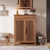 OAKORY 5-Tier Shoe Cabinet with Adjustable Shelves, Louvered Doors and Top Drawer in Rustic Brown