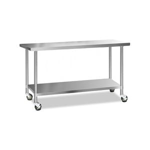 Cefito 1829x610mm Commercial Stainless Steel Kitchen Bench w/ Wheels