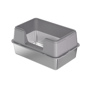 Stainless Steel High-Fenced Cat Litter Box - Semi-Enclosed - 600*400*365mm (L*W*H)