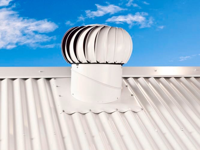 Roof mounted, powered ventilator