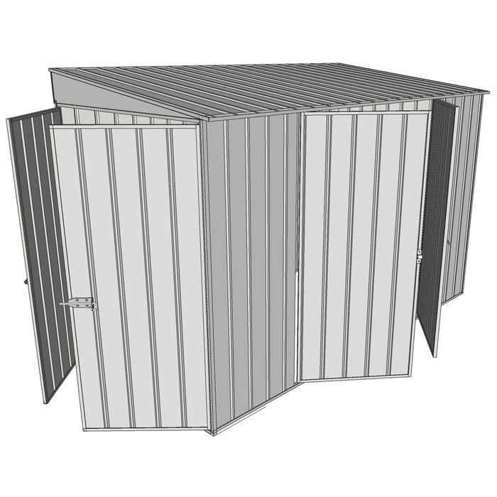 Build-a-Shed 1.5 x 3 x 2m Double Hinged Side Door Skillion Shed - Zinc