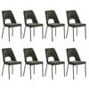 Oikiture 8x Dining Chairs Chenille Fabric Green
