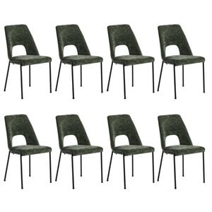 Oikiture 8x Dining Chairs Chenille Fabric Green