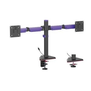 Brateck LDT89-C024L Matte Black Amethyst Articulating RGB Lighting Gaming Dual Monitor Arm, Fit Screen Size: 17'-32' (LS)