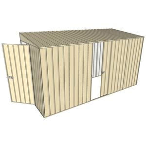 Build-a-Shed 1.5 x 3.7 x 2m Single Sliding Side Door Skillion Shed - Cream