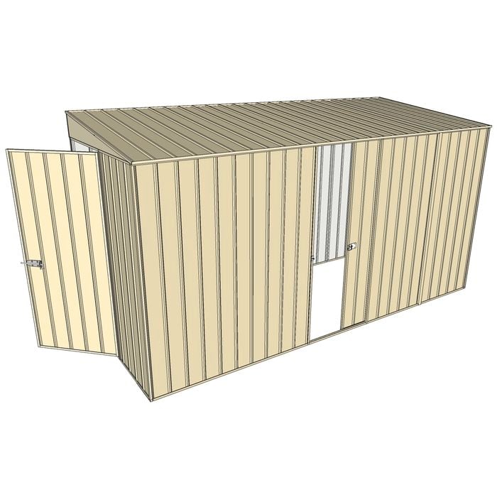Build-a-Shed 1.5 x 3.7 x 2m Single Sliding Side Door Skillion Shed - Cream