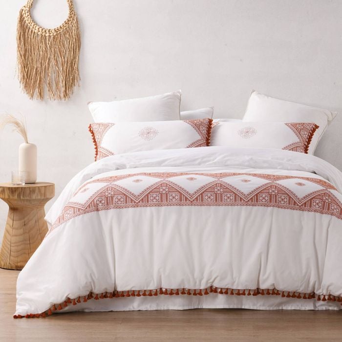 Dreamaker Liberty 100% Cotton Quilt Cover Set Rust King Bed