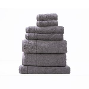 7pc Renee Taylor Aireys Hand/Face Bath/Towel Set Zero Twist Cotton 650GSM Nickel