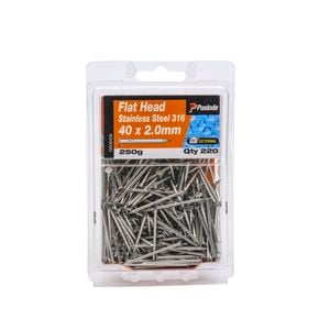 Paslode 40 x 2.0mm 250g Stainless Steel Flat Head Nails - 220 Pack